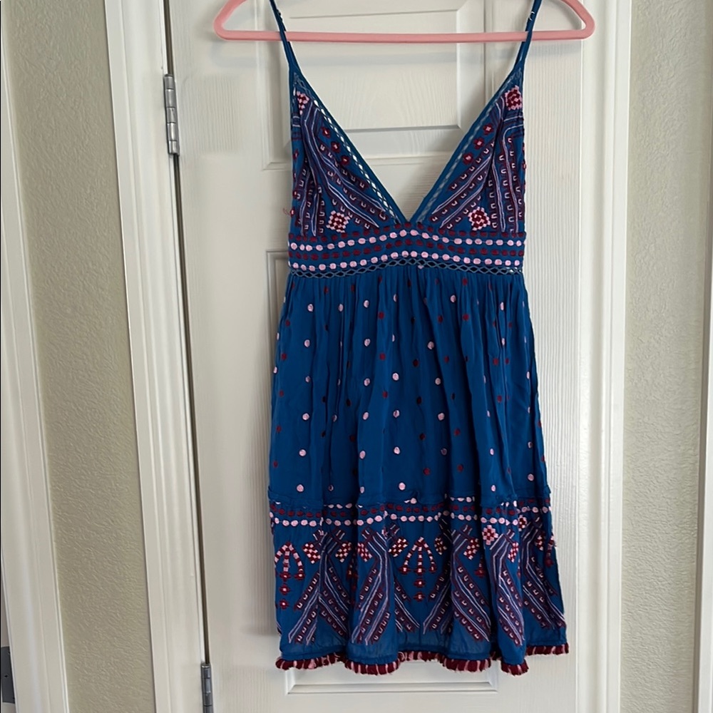 Karina Grimaldi Blue and Pink Mini Dress